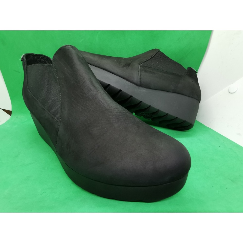 Mephisto Tosca Chelsea Booties Womens Wedge Heel Suede Ankle Black Leather Siz 9